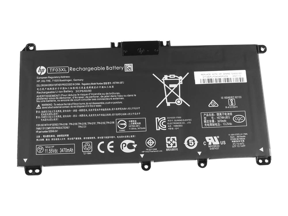 Bateria para Laptop HP TF03 PAVILION 15 CD Interna 3 3500