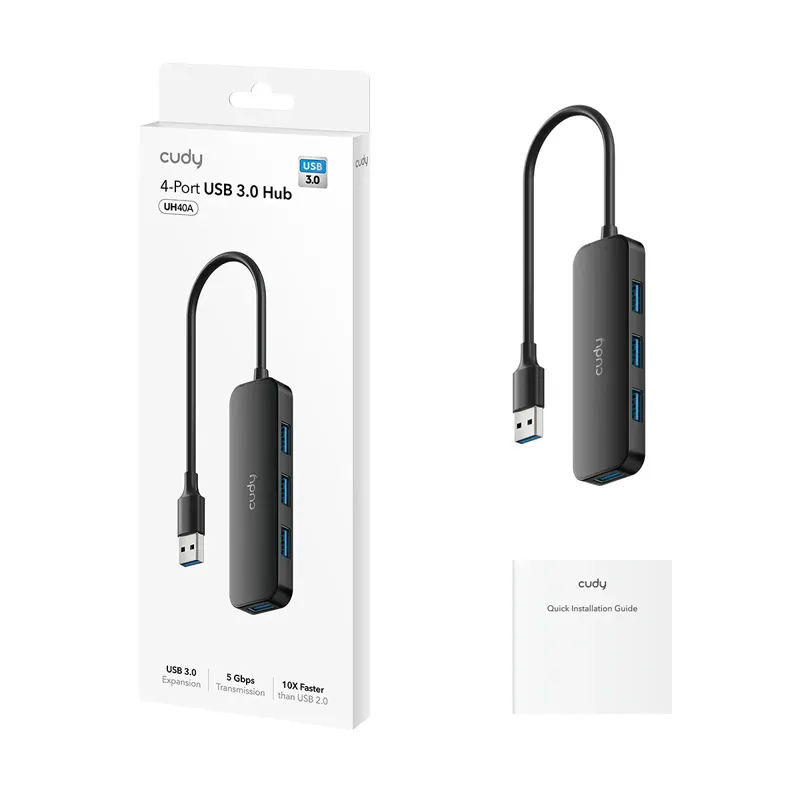 Adaptador HUB USB 3.0 Cudy de 4 Puertos